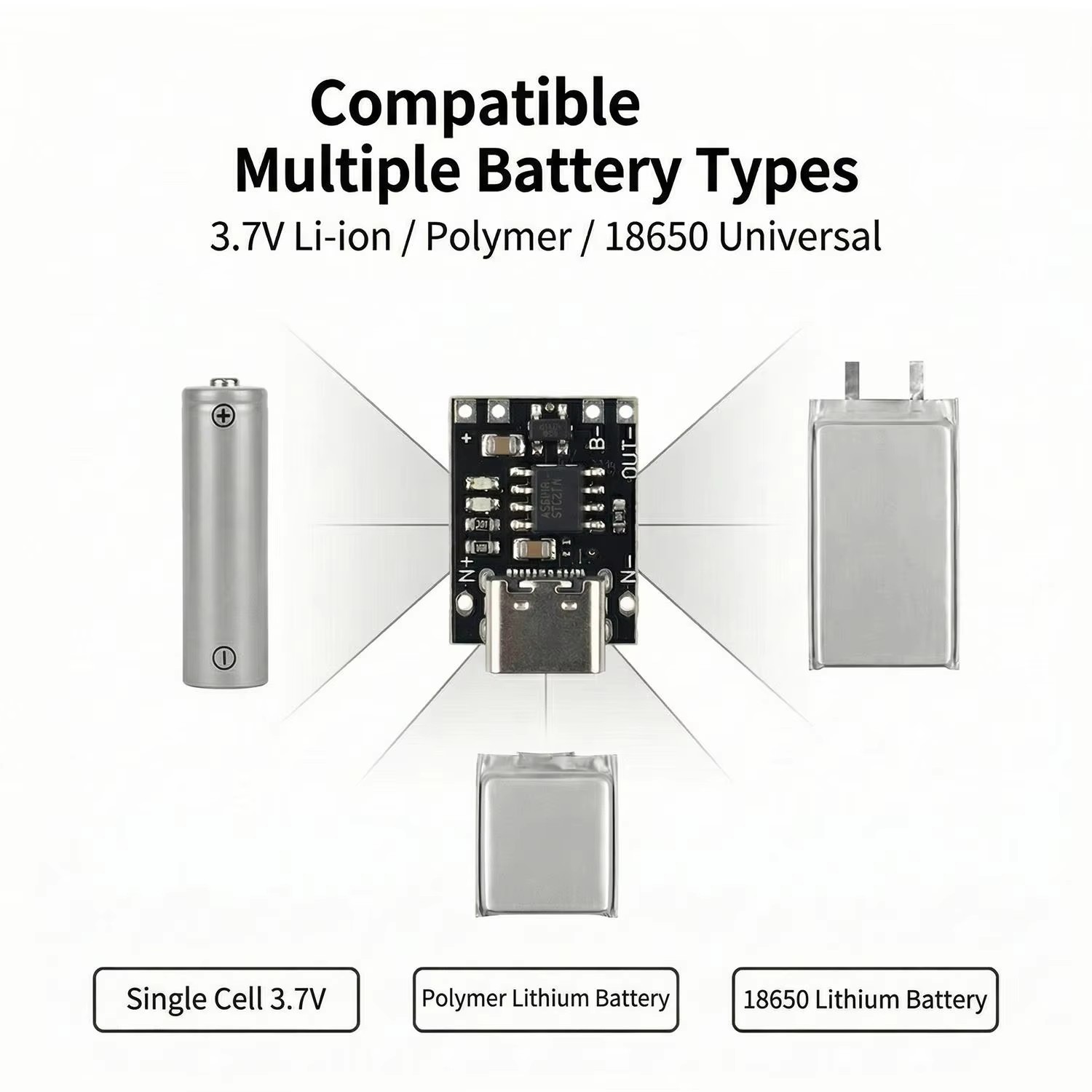 AliExpress 1-20Pcs TP4056 3.7V Lithium Battery Charging Discharging Board With Protection Type-C USB Type C Li-ion Battery Charging Board, view 2