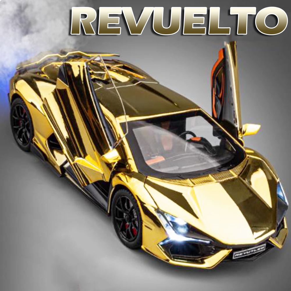 AliExpress 1:24 Scale REVUELTO Miniature Model Toy Sports Cars Alloy Diecast Supercars Sound Light Doors Opened Pull Back for Kids Gifts