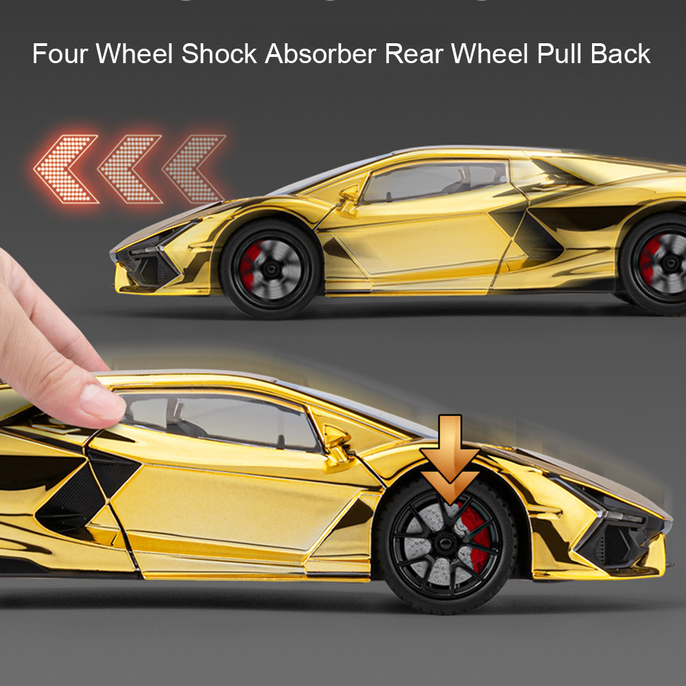 AliExpress 1:24 Scale REVUELTO Miniature Model Toy Sports Cars Alloy Diecast Supercars Sound Light Doors Opened Pull Back for Kids Gifts, view 5