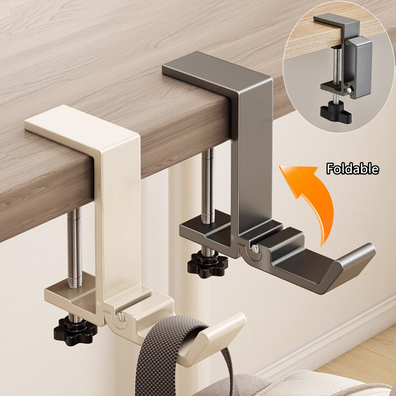 AliExpress 1/2pcs Adjustable Foldable Desk Edge Hook Gaming Headset Desk Hanger Backpack Storage Hanging Hook Holder Punch-free Hook Rack