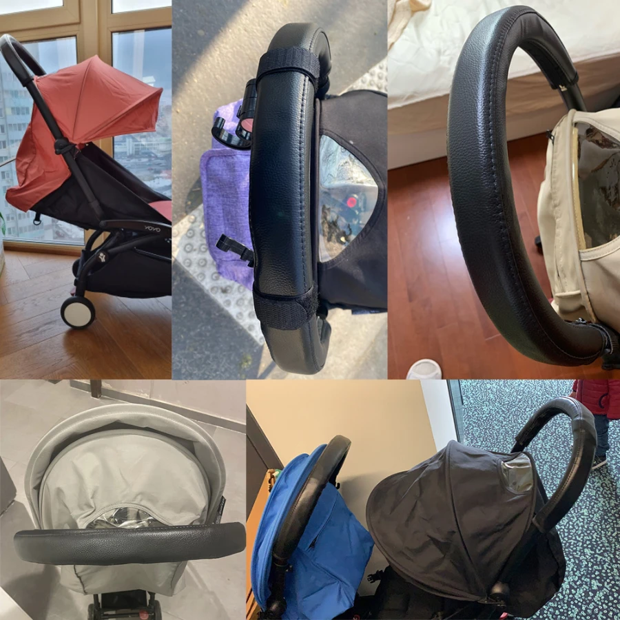 AliExpress 1/2pcs Baby Stroller Accessories Armrests Cover PU Leather Zipper Universal Protective Case Cover Pram Armrest Handle Covers, view 2