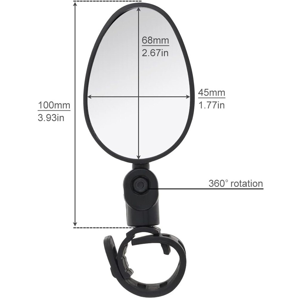 AliExpress 1/2pcs Bike Rearview Mirror 360° Adjustable Rotatable Handlebar Convex Mirror Safe Wide Angle For Bicycle Cycling Outdoor Sports, view 2