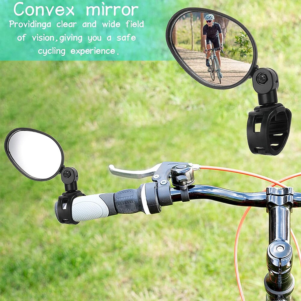 AliExpress 1/2pcs Bike Rearview Mirror 360° Adjustable Rotatable Handlebar Convex Mirror Safe Wide Angle For Bicycle Cycling Outdoor Sports, view 4