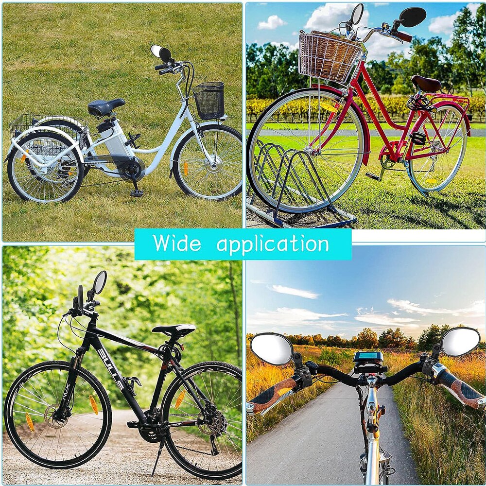 AliExpress 1/2pcs Bike Rearview Mirror 360° Adjustable Rotatable Handlebar Convex Mirror Safe Wide Angle For Bicycle Cycling Outdoor Sports, view 6