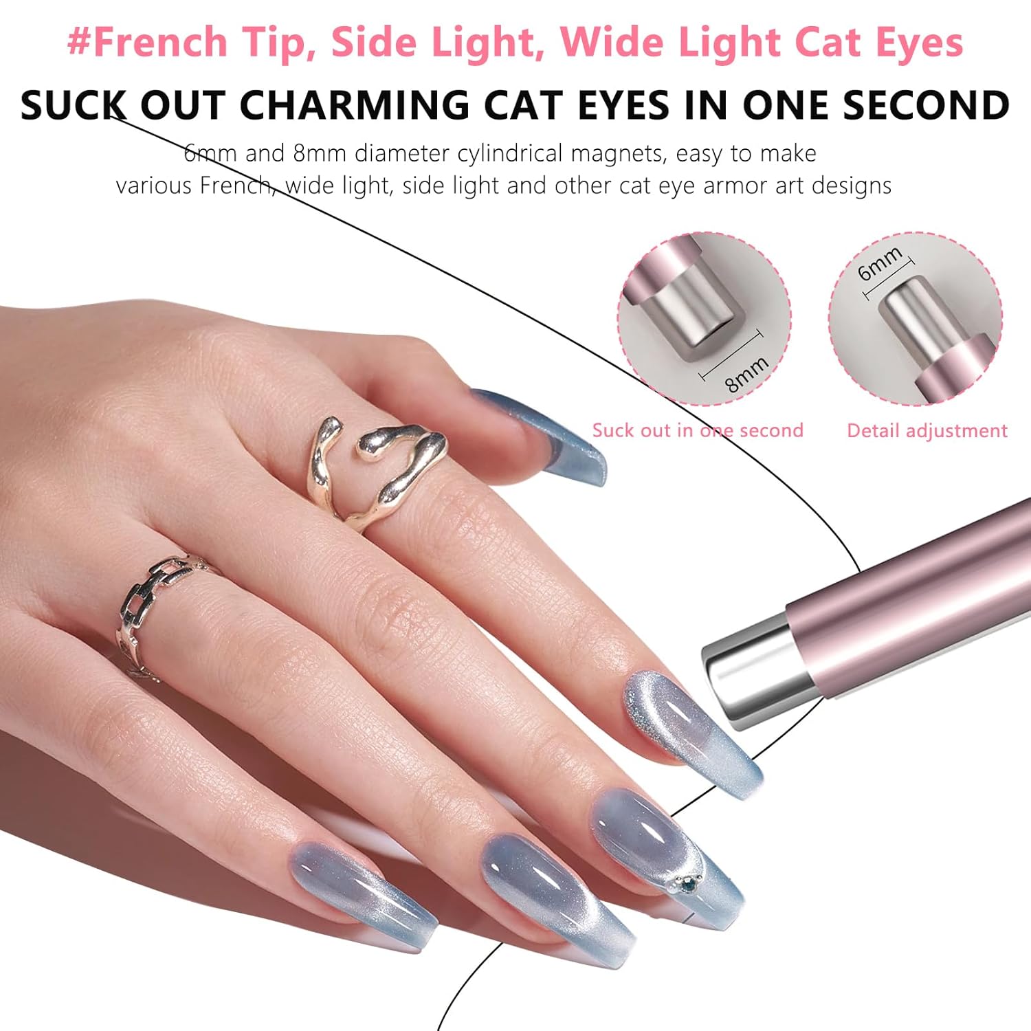 AliExpress 1/2Pcs Nail Cat Eye Magnetic Ball With Nail Magnetic Stick Tool Set Double-head Strong Magnet Pen 3D Cat Eye Gel Nail Supplies, view 2