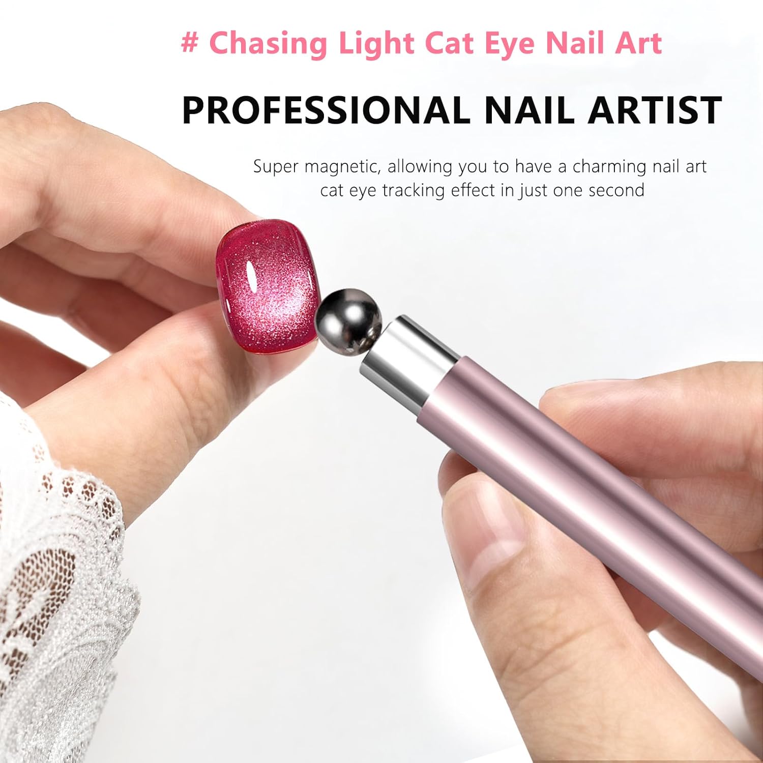 AliExpress 1/2Pcs Nail Cat Eye Magnetic Ball With Nail Magnetic Stick Tool Set Double-head Strong Magnet Pen 3D Cat Eye Gel Nail Supplies, view 3