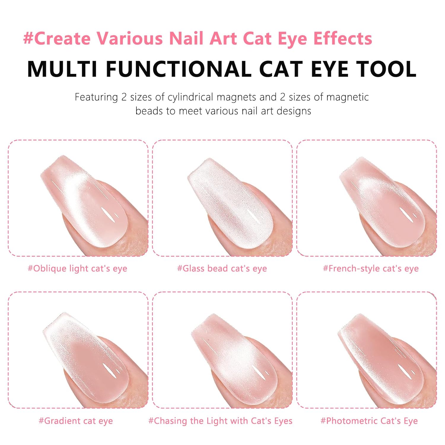 AliExpress 1/2Pcs Nail Cat Eye Magnetic Ball With Nail Magnetic Stick Tool Set Double-head Strong Magnet Pen 3D Cat Eye Gel Nail Supplies, view 4