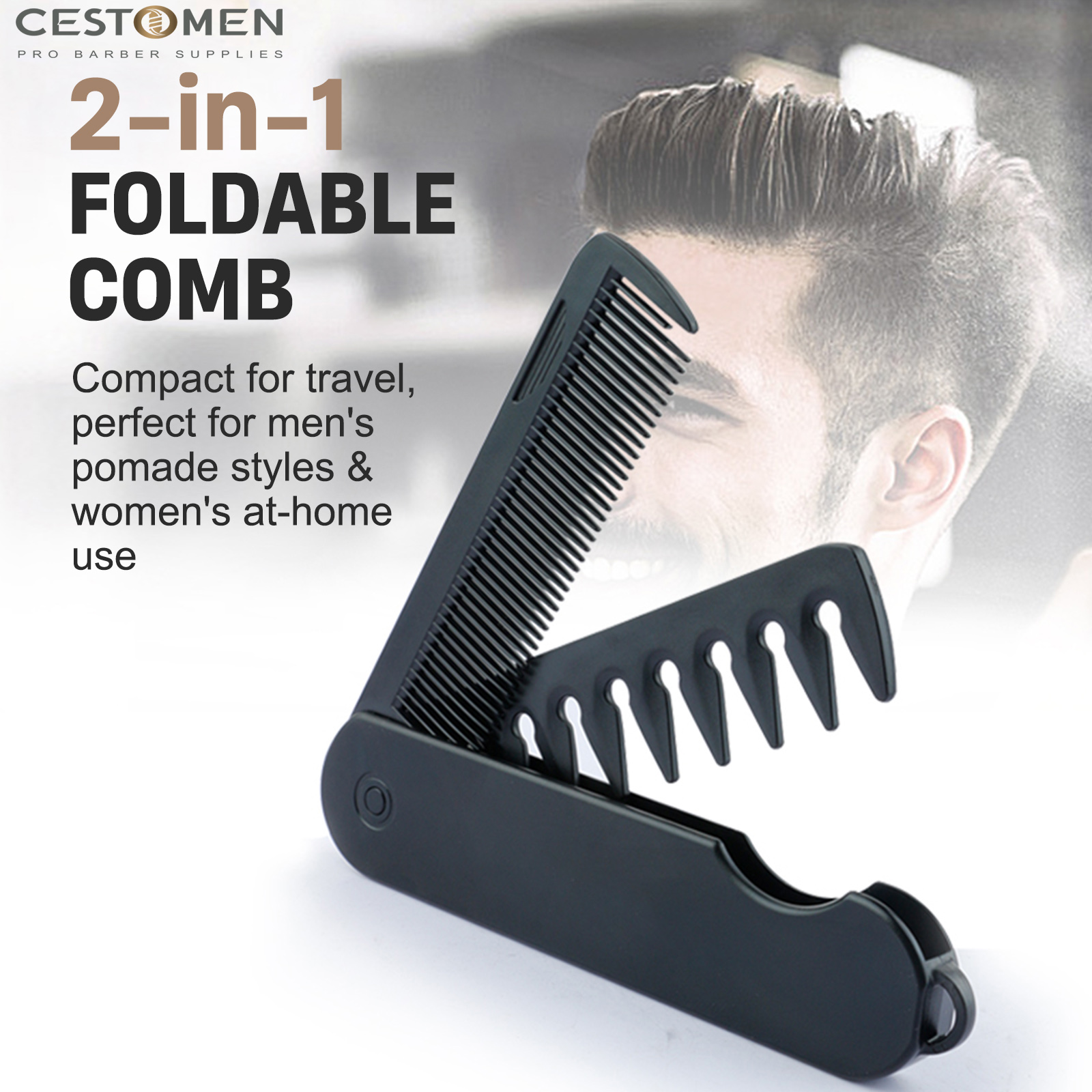 AliExpress 1/2PCS New Pocket Folding Comb 2 IN 1 Plastic Beard Combing Wide Tooth Oil Head Comb Barber Hair Clipper Combs Hair Styling Tool