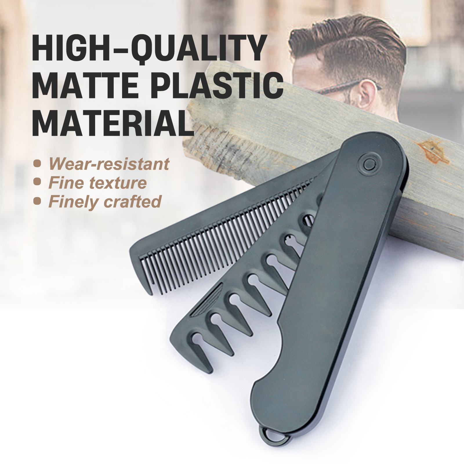 AliExpress 1/2PCS New Pocket Folding Comb 2 IN 1 Plastic Beard Combing Wide Tooth Oil Head Comb Barber Hair Clipper Combs Hair Styling Tool, view 3