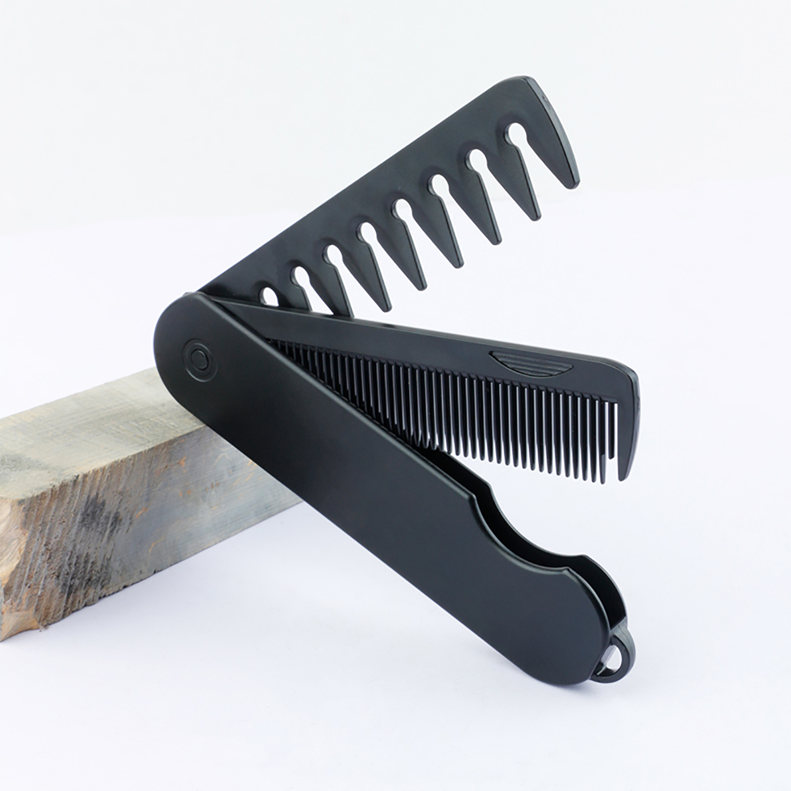 AliExpress 1/2PCS New Pocket Folding Comb 2 IN 1 Plastic Beard Combing Wide Tooth Oil Head Comb Barber Hair Clipper Combs Hair Styling Tool, view 6