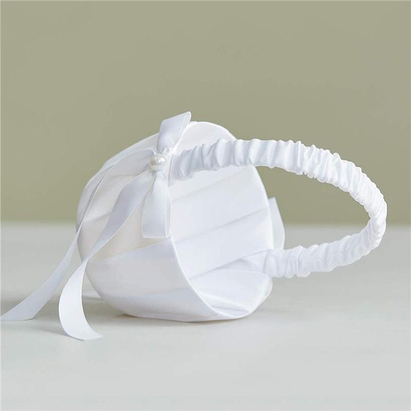 AliExpress 1/2pcs Satin Pearl Knot Flower Basket For Girls, Ring Holder, White Flowers, Wedding Accessories, Ladies Supplies, 2024, view 4