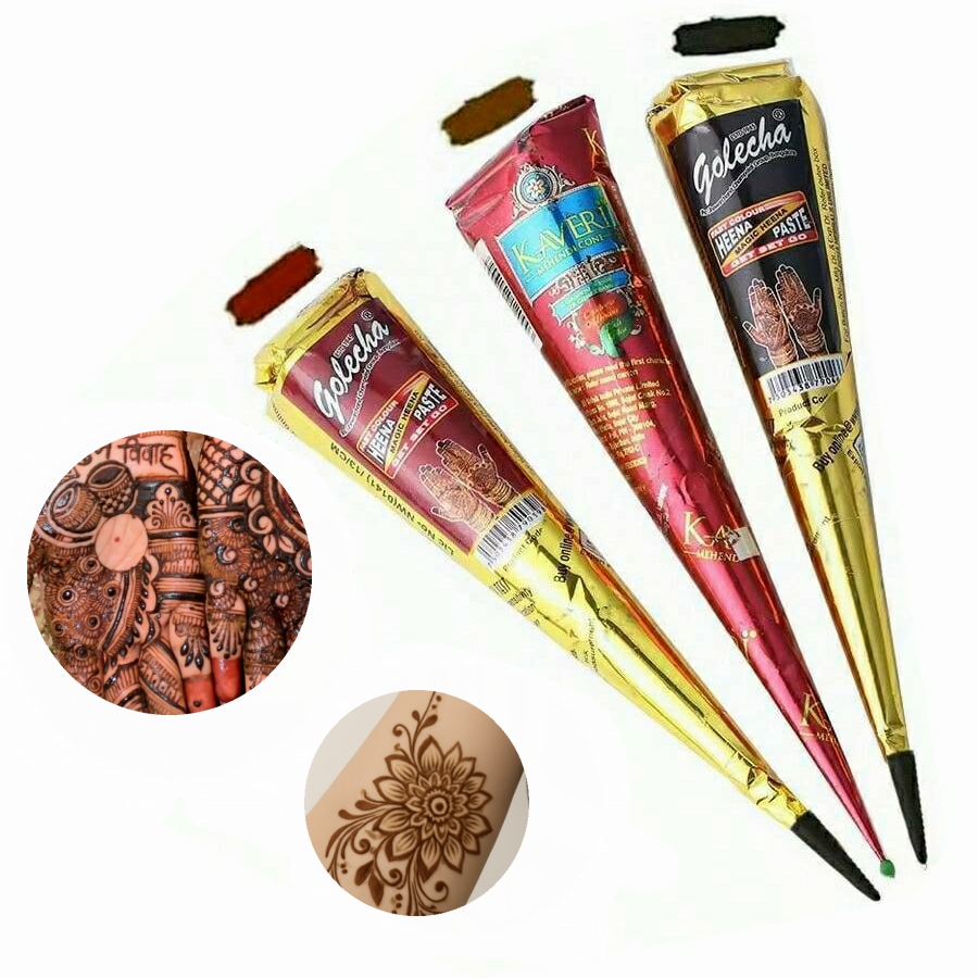 AliExpress 1/3/12pcs Henna, Brown, Black, Red, Temporary Henna, Semi-Permanent Henna Art