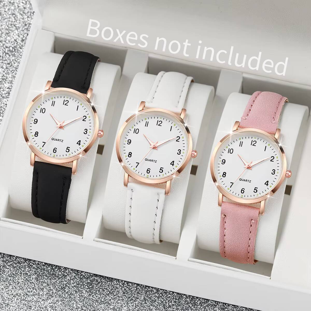 AliExpress Women's Arabic Dial Leather Strap Quartz Watch