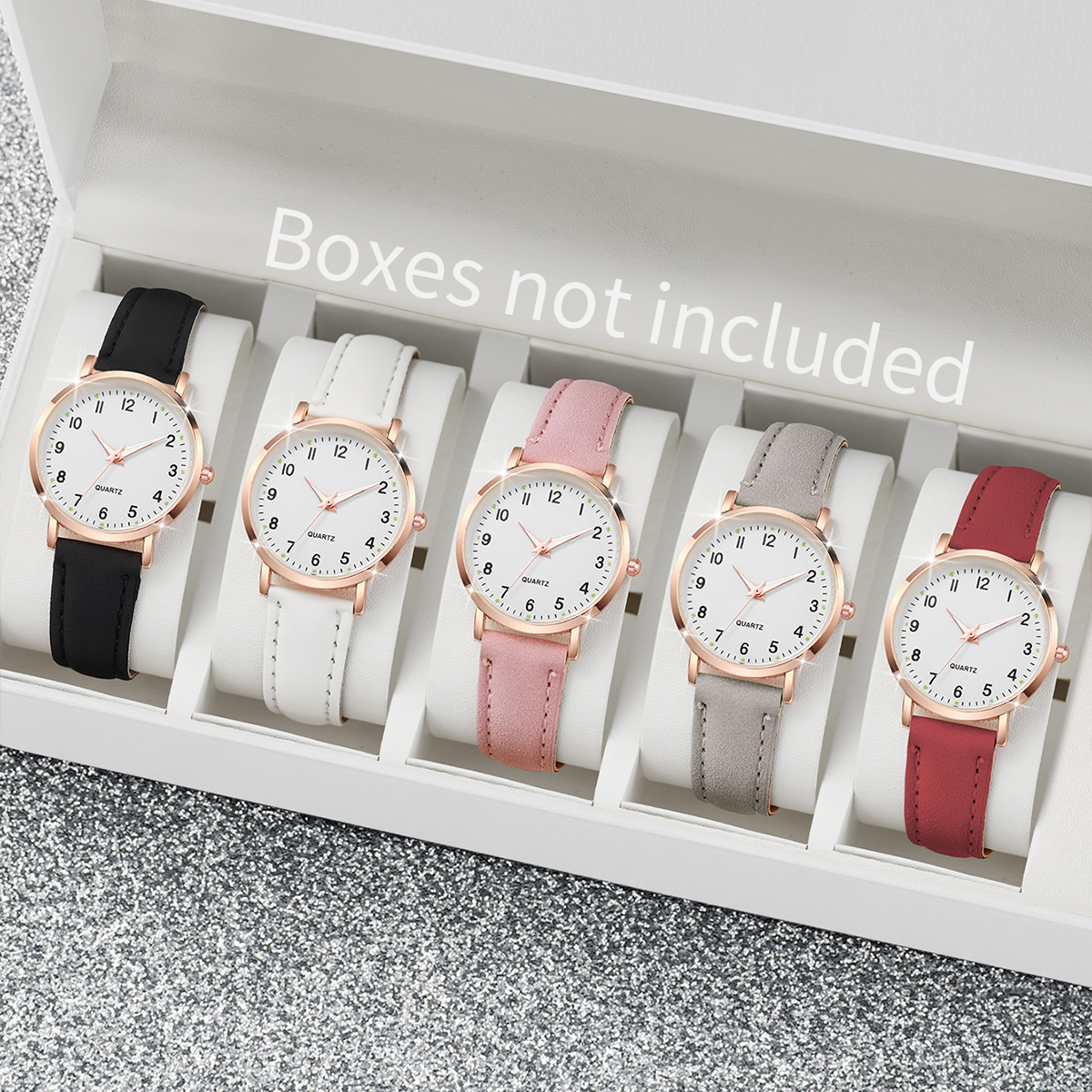 AliExpress Women's Arabic Dial Leather Strap Quartz Watch, view 2