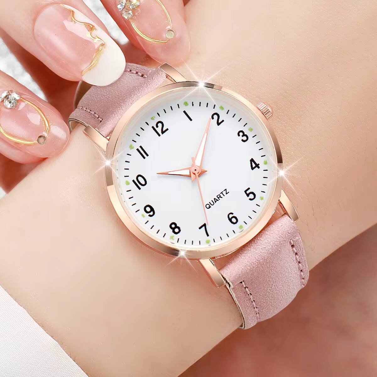 AliExpress Women's Arabic Dial Leather Strap Quartz Watch, view 6