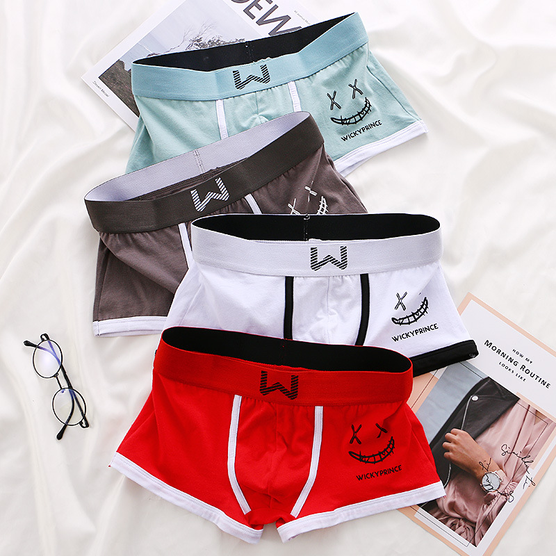 AliExpress 1/3/4 Pcs Mens Underwear Cotton Men Boxer Panties U-convex Man Breathable Underpants Sexy Comfort Male Boy Smiling Face Boxers, view 2