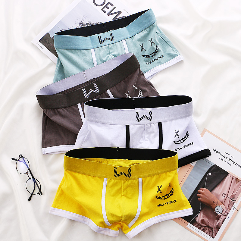 AliExpress 1/3/4 Pcs Mens Underwear Cotton Men Boxer Panties U-convex Man Breathable Underpants Sexy Comfort Male Boy Smiling Face Boxers, view 3
