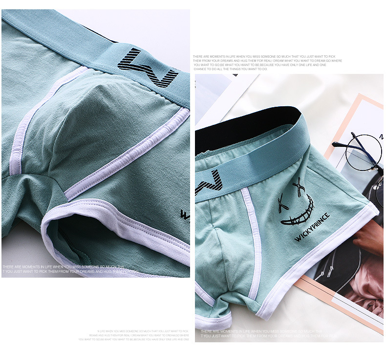 AliExpress 1/3/4 Pcs Mens Underwear Cotton Men Boxer Panties U-convex Man Breathable Underpants Sexy Comfort Male Boy Smiling Face Boxers, view 6