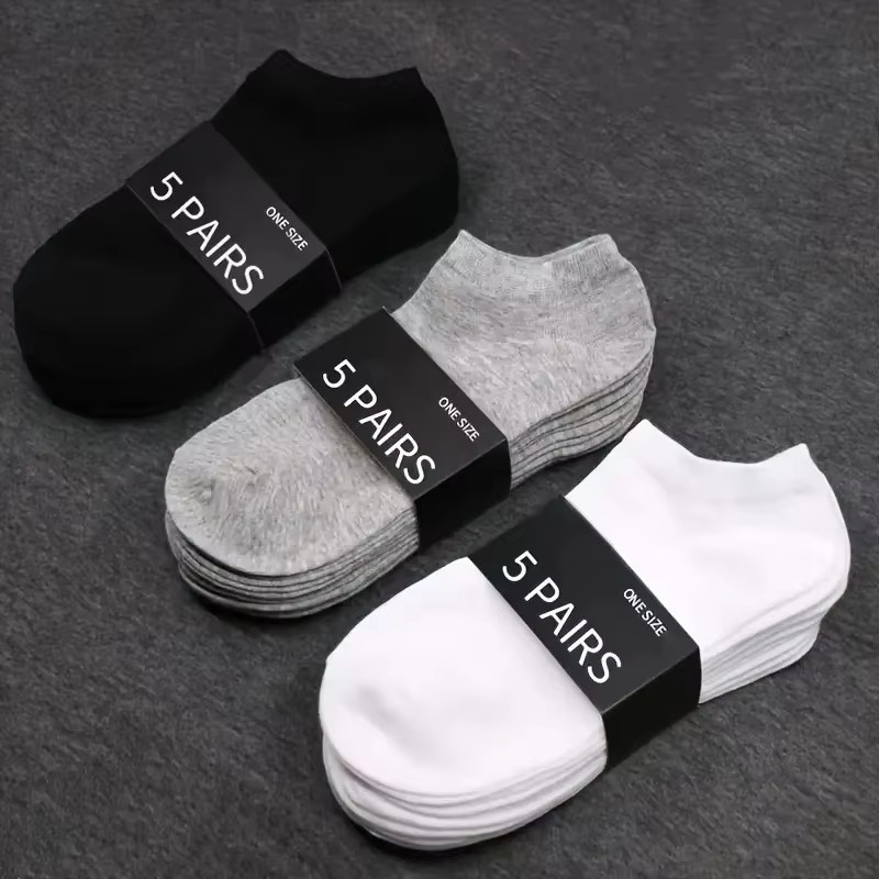 AliExpress 1/3/5/6pairs Men Women Socks Black White Grey Comfortable Breathable Ankle Socks Spring Summer 2024 Short Socks Low Cut Thin