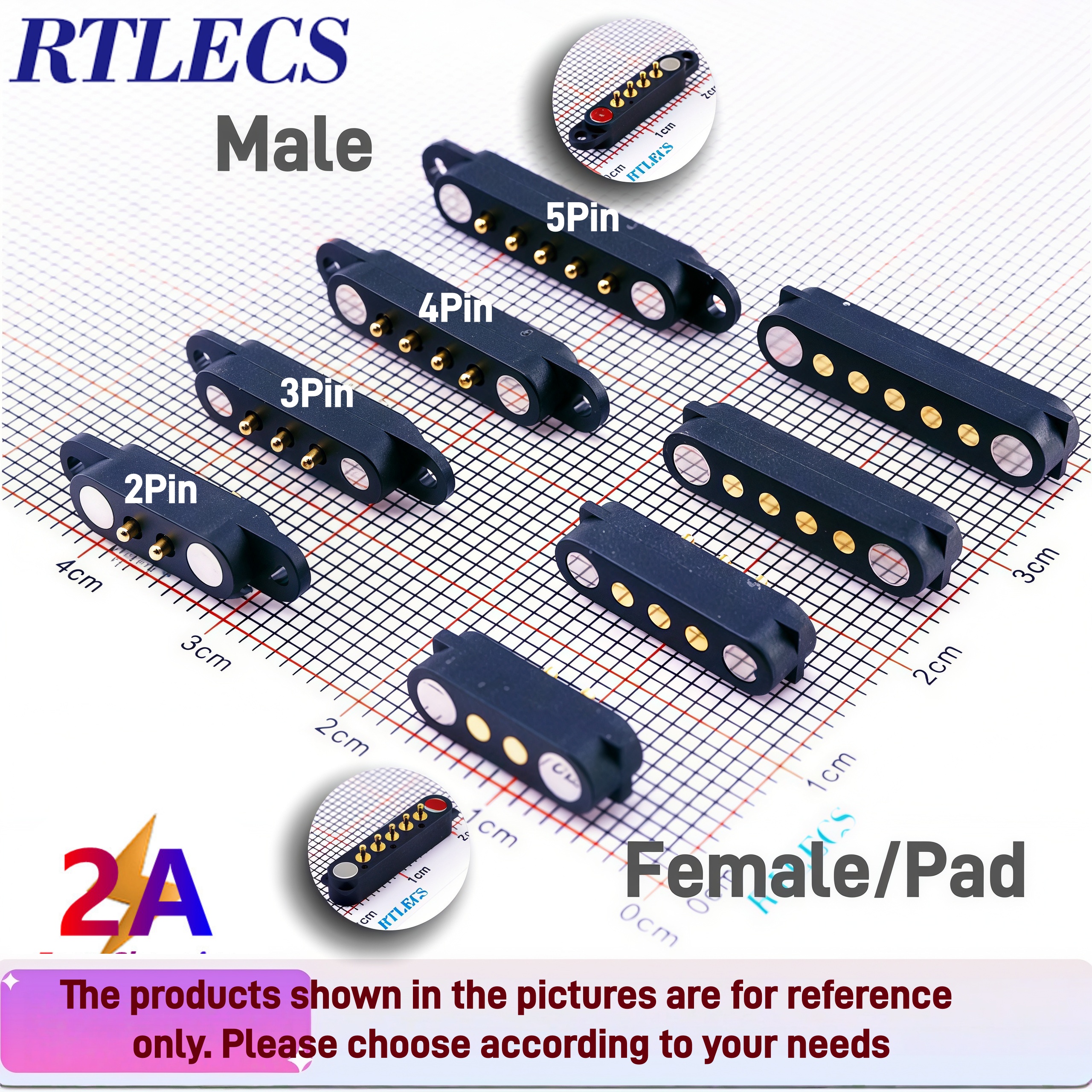 AliExpress 2.54 mm Spring-Loaded Magnetic Pogo Pin Connectors, view 3