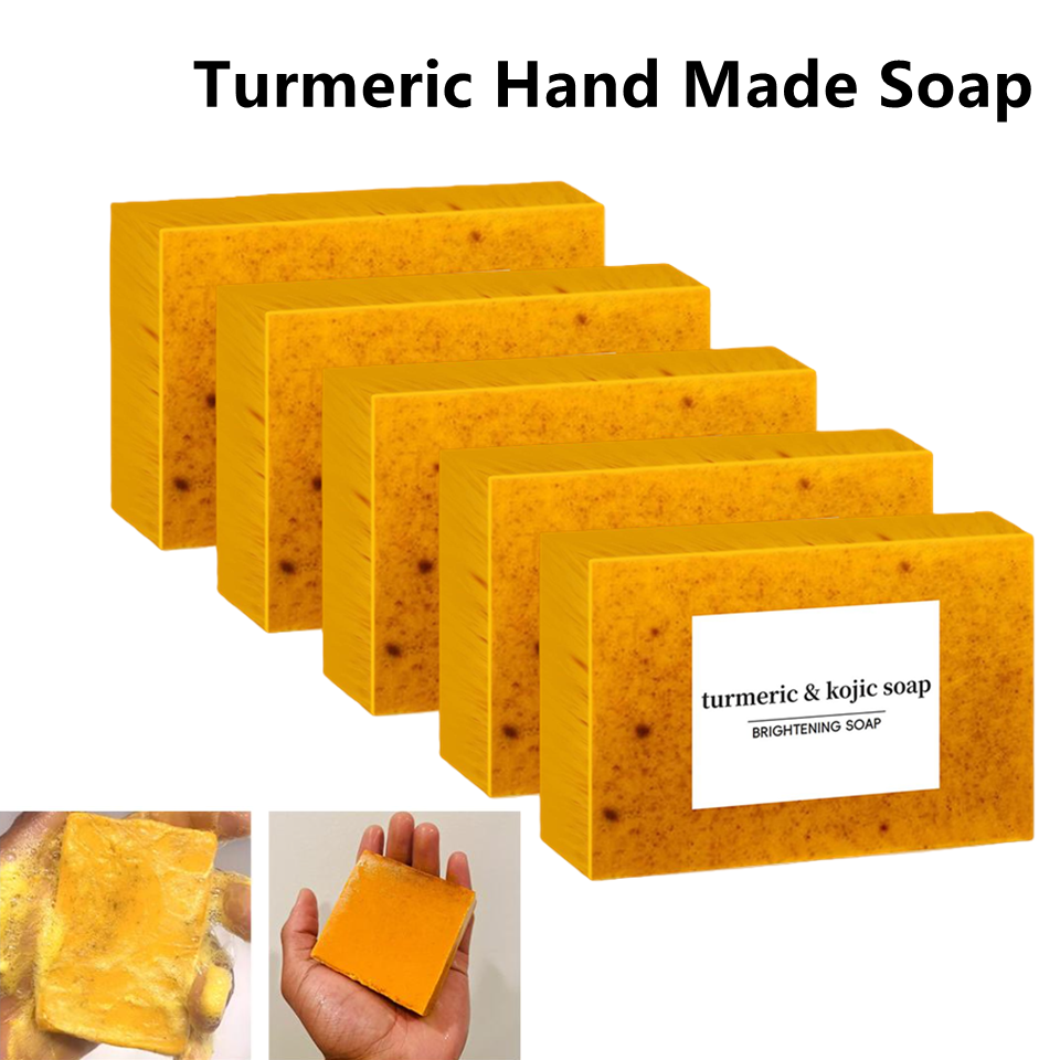 AliExpress 1/3/5Pcs Turmeric Kojic Acid Handmade Soap Scrub for Exfoliation, Moisturizing, Deep Cleansing, Spot Removal, Acne Removal
