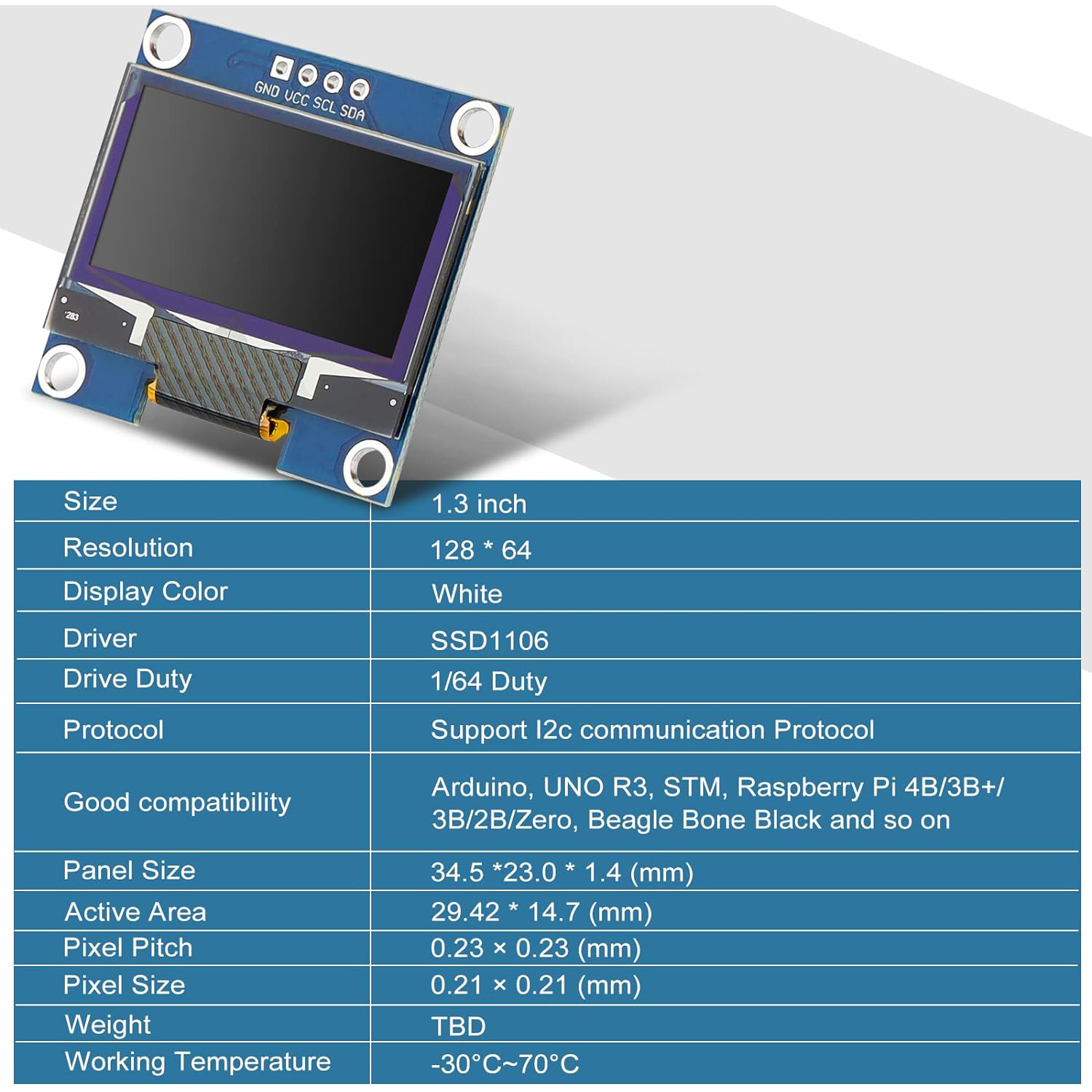 AliExpress 1.3-Inch 128x64 I2C OLED Display Module, view 4