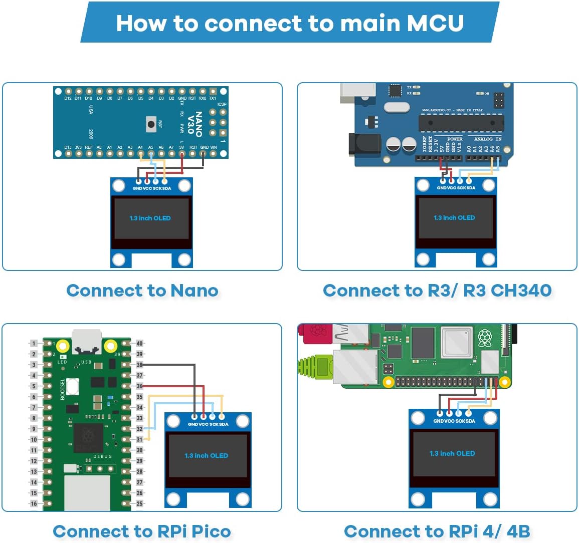 AliExpress 1.3-Inch 128x64 I2C OLED Display Module, view 6