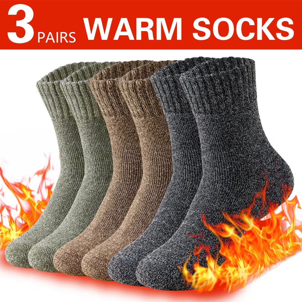 AliExpress 1/3 Pairs Autumn Winter Thick Towel Men's Socks Man's Outdoor Sports Long Socks Cold Resistant Frost Proof Snow Socks For  Gift