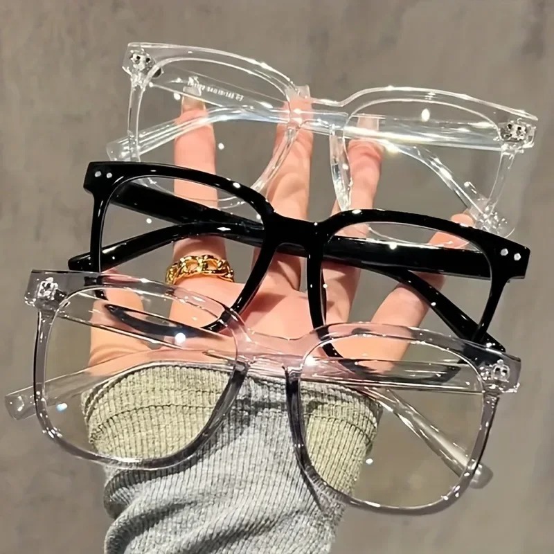 AliExpress 1/3 Pairs of Universal Fashion Glasses Square-framed Glasses Fashionable Campus Style Clear Black Frame Back To School, view 4