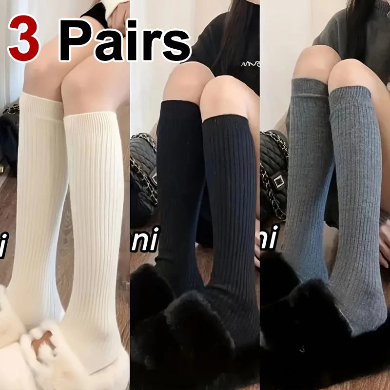 AliExpress 1/3 Pairs Women Solid Color Striped Long Socks Breathable Comfortable in Spring Summer Fashionable Simple Style Casual Socks
