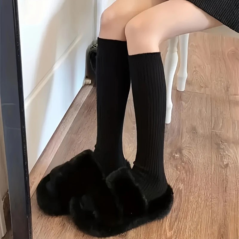 AliExpress 1/3 Pairs Women Solid Color Striped Long Socks Breathable Comfortable in Spring Summer Fashionable Simple Style Casual Socks, view 6
