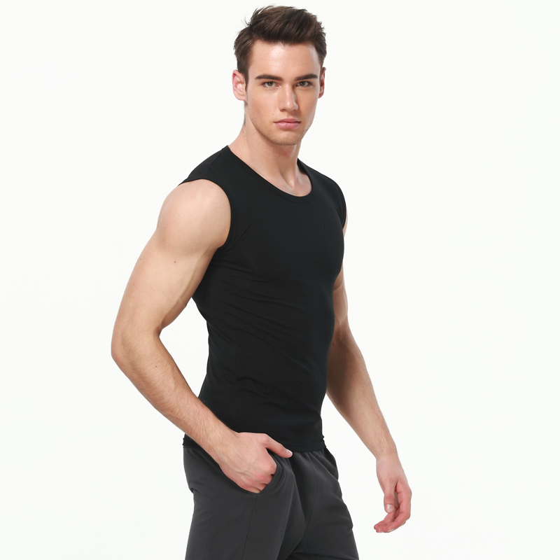 AliExpress 1/3 Piece Men's Tight Sleeveless Cotton Vest With Background Color For Comfortable Exercise And Fitness Sleeveless T-Shirt With