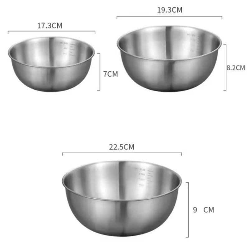 AliExpress Stainless Steel Mixing Bowl Set with Scale, view 3