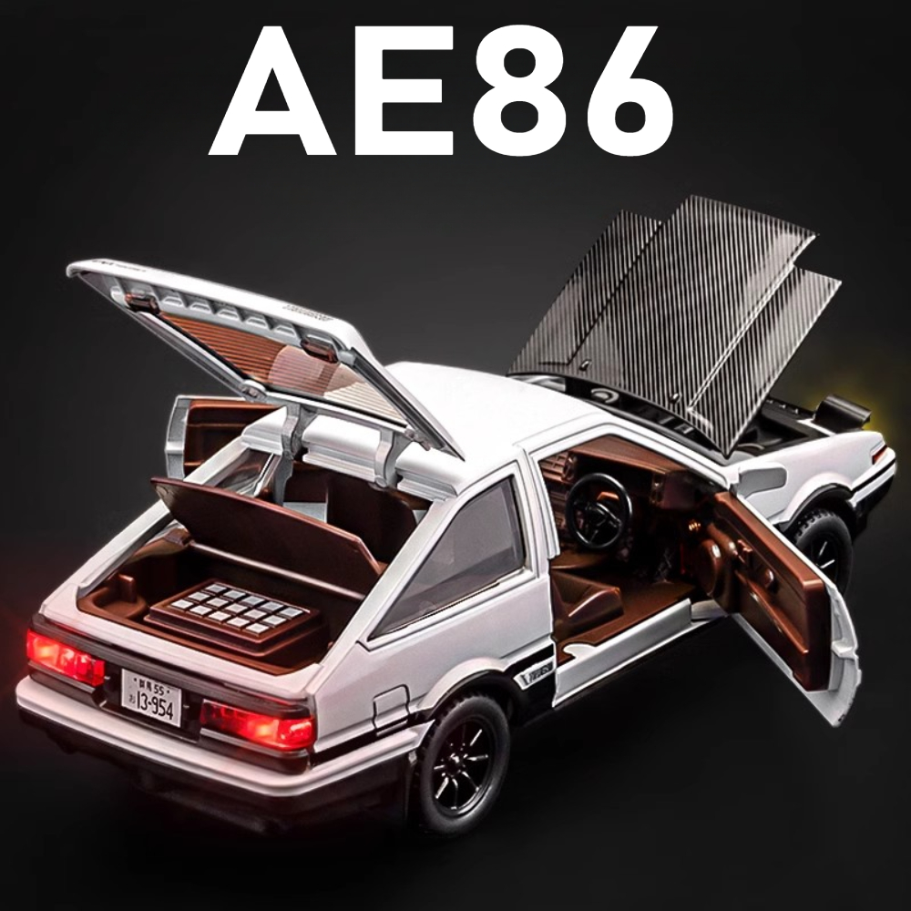 AliExpress 1:30 Scale Initial D AE86 Toy Car Model Alloy Body Rubber Tire Shock Absorption Pull Back Simulation Vehicles Boys Birthday Gift