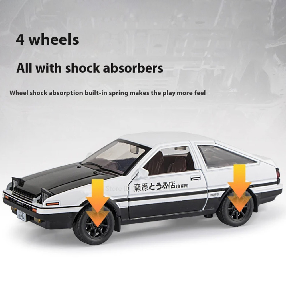 AliExpress 1:30 Scale Initial D AE86 Toy Car Model Alloy Body Rubber Tire Shock Absorption Pull Back Simulation Vehicles Boys Birthday Gift, view 3