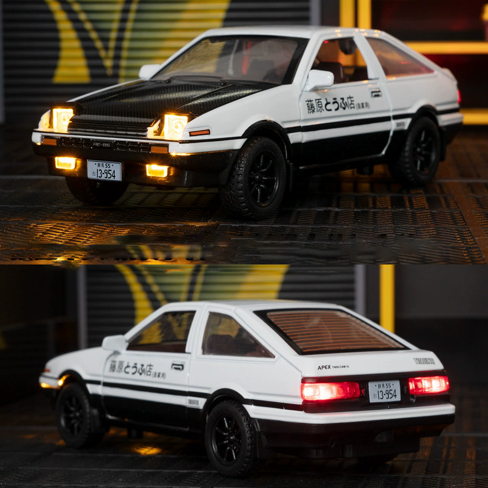 AliExpress 1:30 Scale Initial D AE86 Toy Car Model Alloy Body Rubber Tire Shock Absorption Pull Back Simulation Vehicles Boys Birthday Gift, view 6