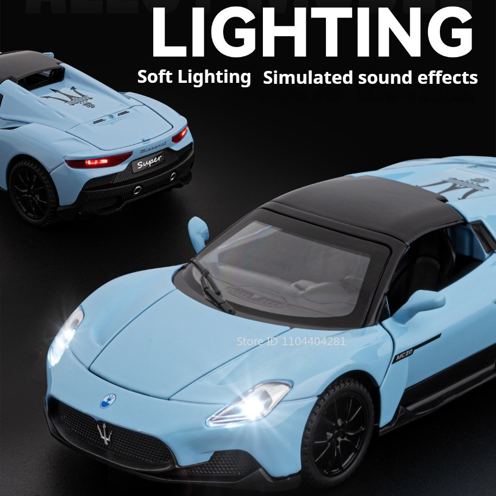 AliExpress 1:32 MC20 Lambor Revuelto Alloy Diecast Model Toys Car Doors Opened with Sound Light Pull Back Miniature Vechies Home Decoration, view 3