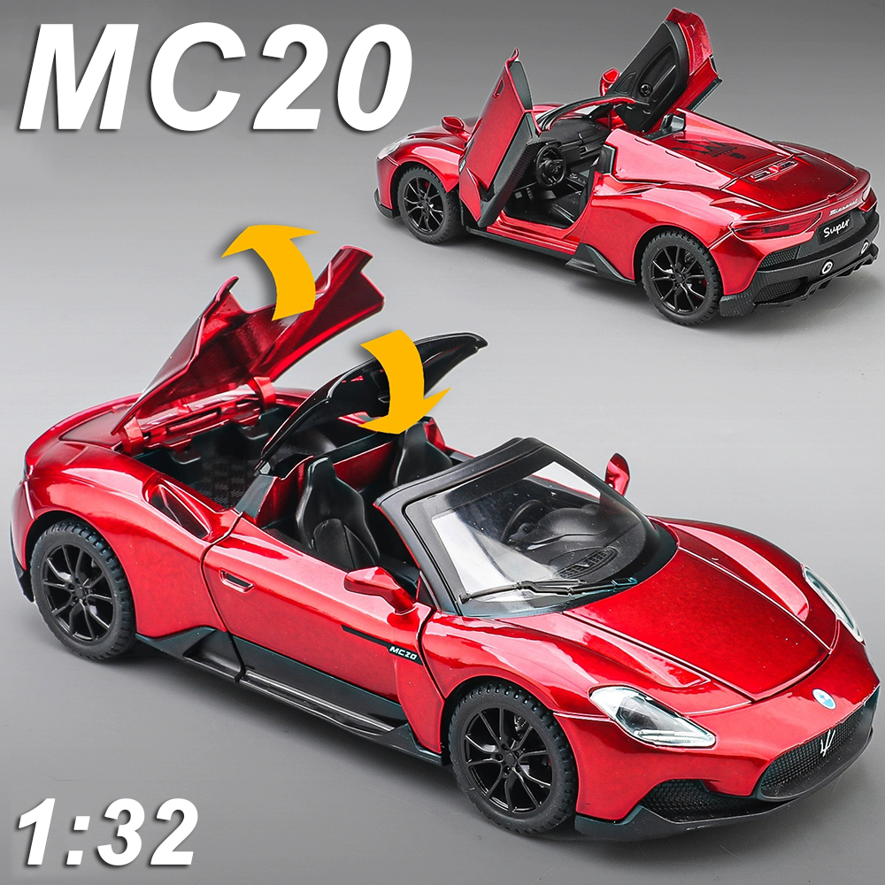 AliExpress 1:32 MC20 Lambor Revuelto Alloy Diecast Model Toys Car Doors Opened with Sound Light Pull Back Miniature Vechies Home Decoration