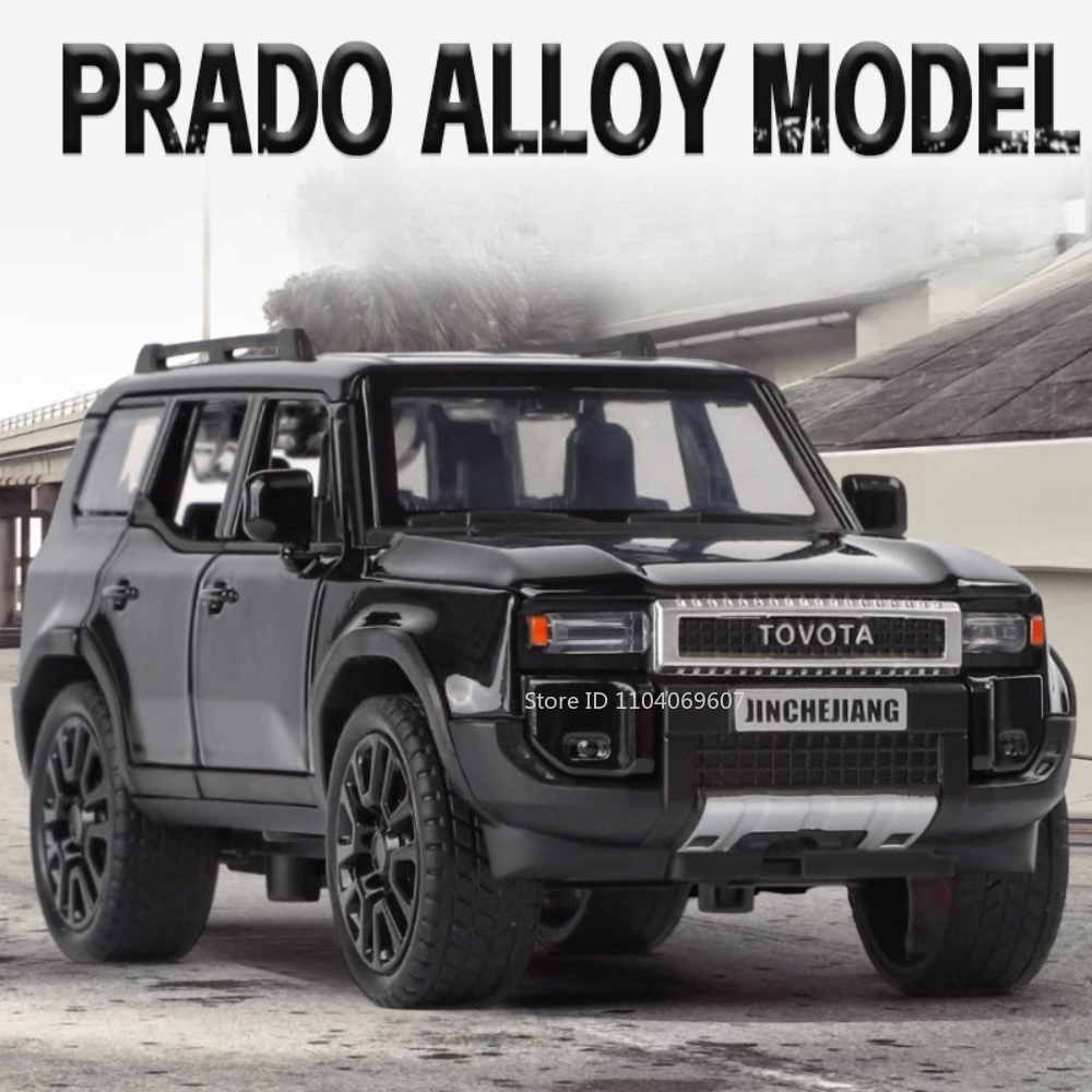 AliExpress 1:32 Prado SUV Car Model Toys Alloy Die-casting Pull Back 6 Doors Opened Sound Light Off-road Vehicle Gifts for Kids Collection