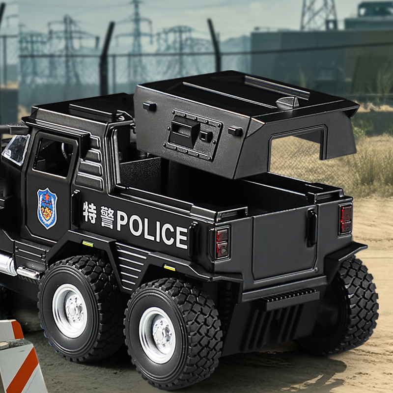 AliExpress 1:32 SWAT City Police Truck Model Diecast Play Off-road Vehicle Sound and Light Sport Car Toys for Children Collection Gifts, view 5
