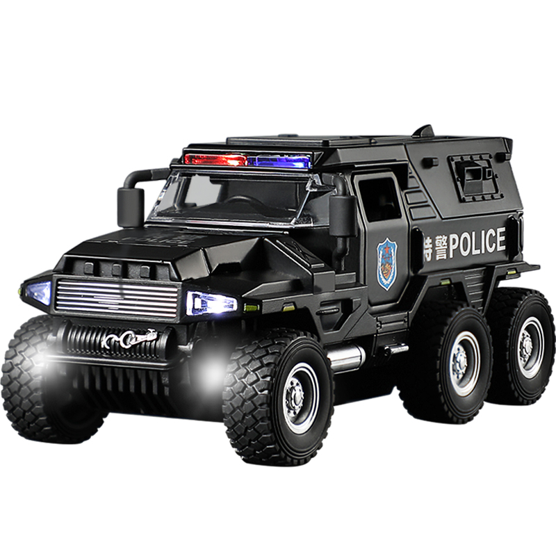 AliExpress 1:32 SWAT City Police Truck Model Diecast Play Off-road Vehicle Sound and Light Sport Car Toys for Children Collection Gifts