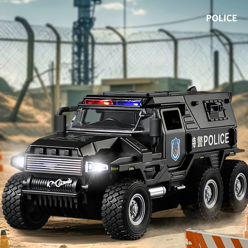 AliExpress 1:32 SWAT City Police Truck Model Diecast Play Off-road Vehicle Sound and Light Sport Car Toys for Children Collection Gifts, view 2