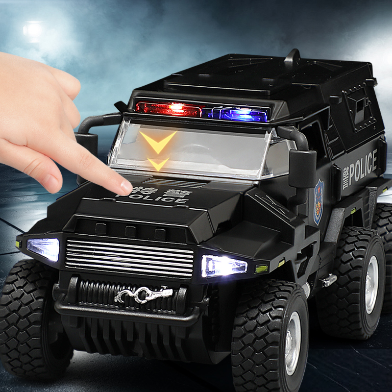 AliExpress 1:32 SWAT City Police Truck Model Diecast Play Off-road Vehicle Sound and Light Sport Car Toys for Children Collection Gifts, view 4