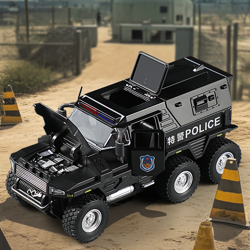 AliExpress 1:32 SWAT City Police Truck Model Diecast Play Off-road Vehicle Sound and Light Sport Car Toys for Children Collection Gifts, view 6