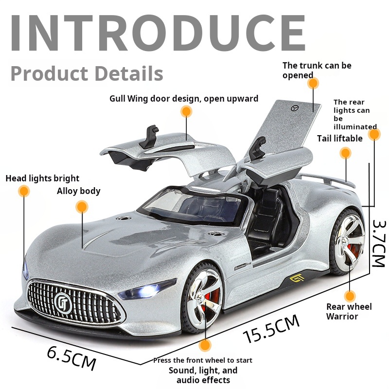 AliExpress 1:32 Visinn GT Alloy Supercar Diecast Metal Model Fast Furious Vehicle Sound Light Collection Kid Toy Gifts Interior Decoration, view 5
