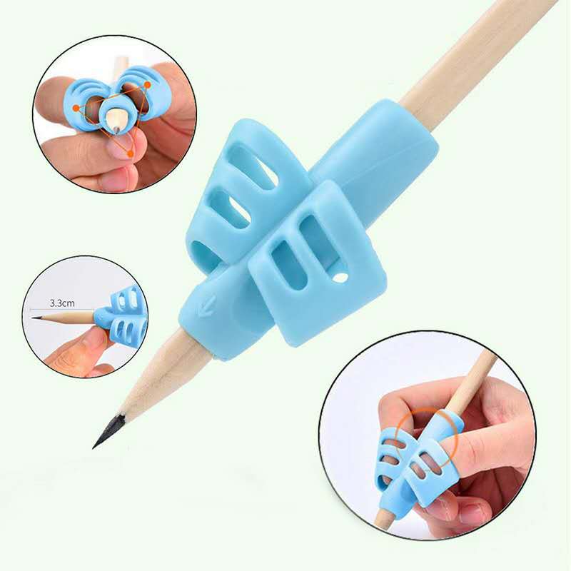 AliExpress 1/3pcs Children Writing Pencil Pan Holder Kids Learning Practise Silicone Pen Aid Grip Posture Correction Device for Students, view 3
