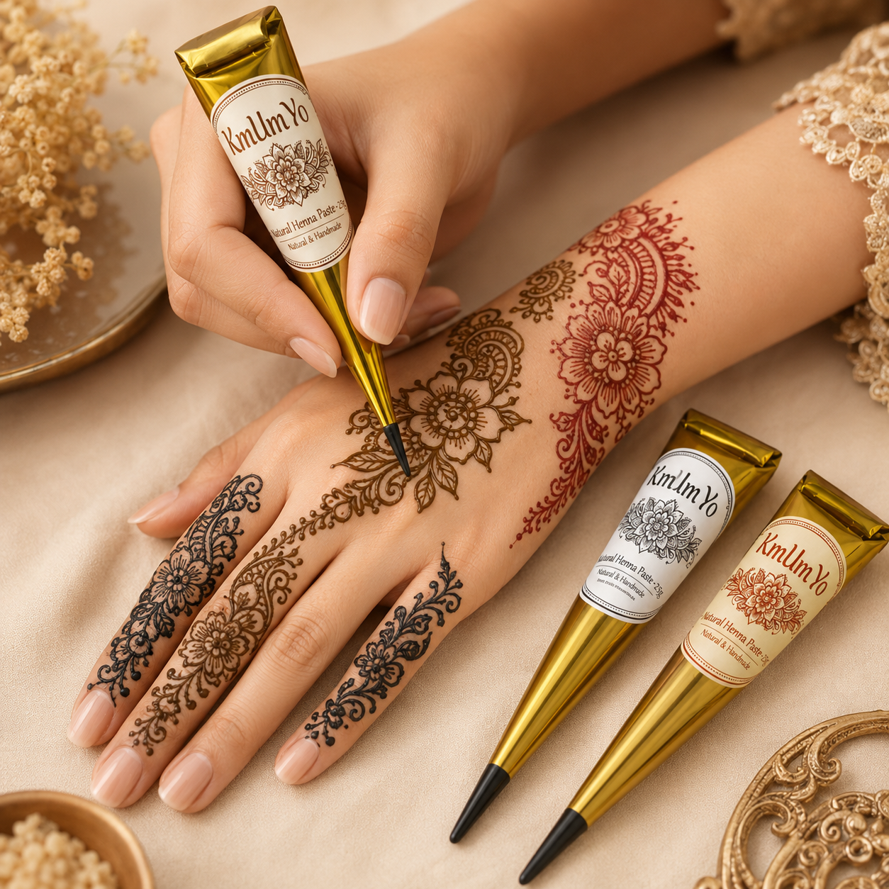 AliExpress 1/3pcs Henna Cone, Brown, Black, Red, Temporary Henna Tattoo, Semi-Permanent Henna Art,Mehendi Art, view 4