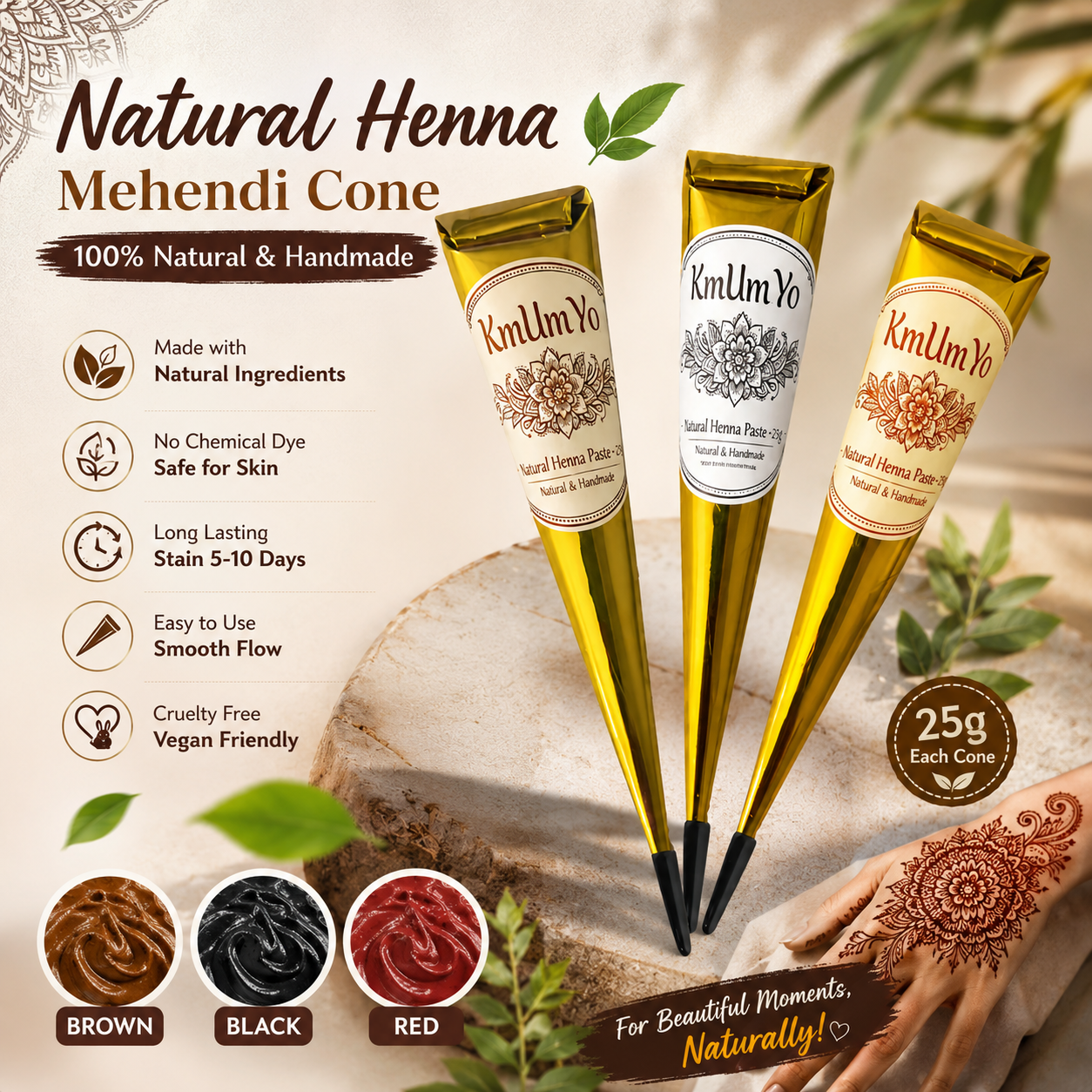 AliExpress 1/3pcs Henna Cone, Brown, Black, Red, Temporary Henna Tattoo, Semi-Permanent Henna Art,Mehendi Art