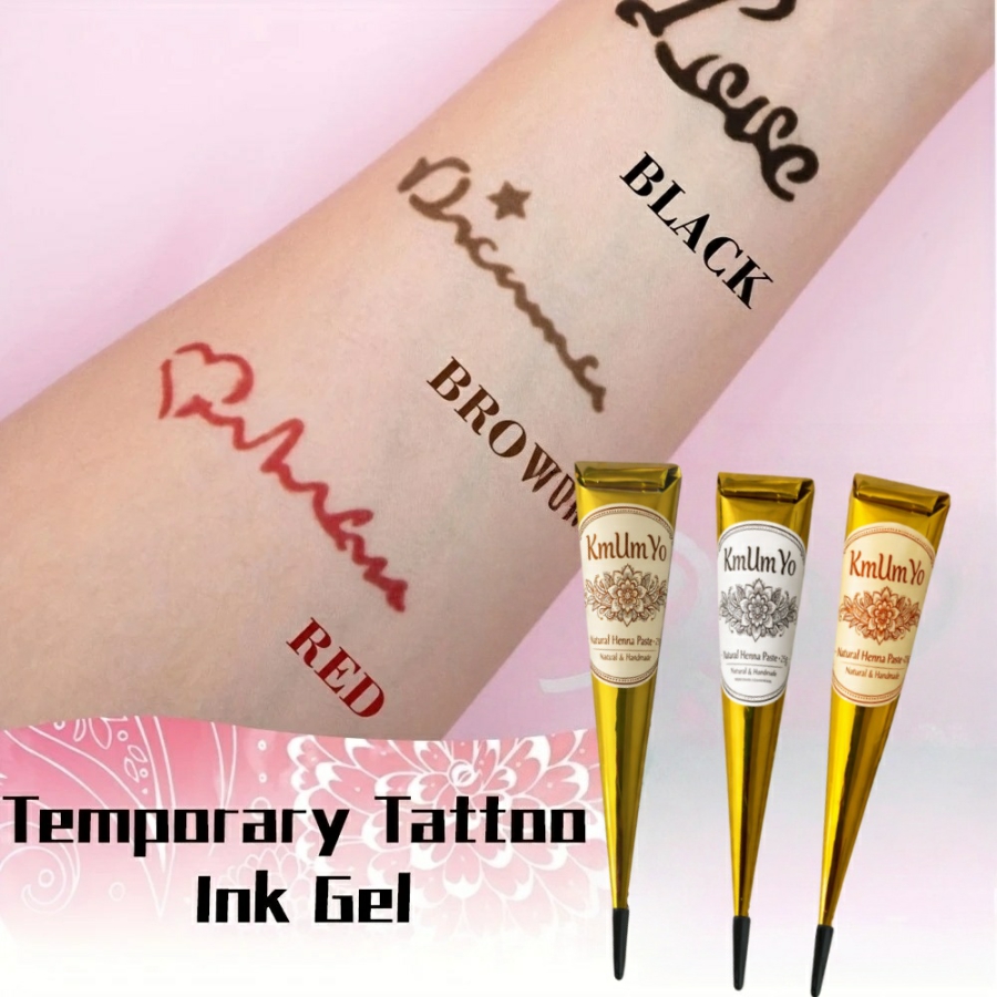 AliExpress 1/3pcs Henna Cone, Brown, Black, Red, Temporary Henna Tattoo, Semi-Permanent Henna Art,Mehendi Art, view 6
