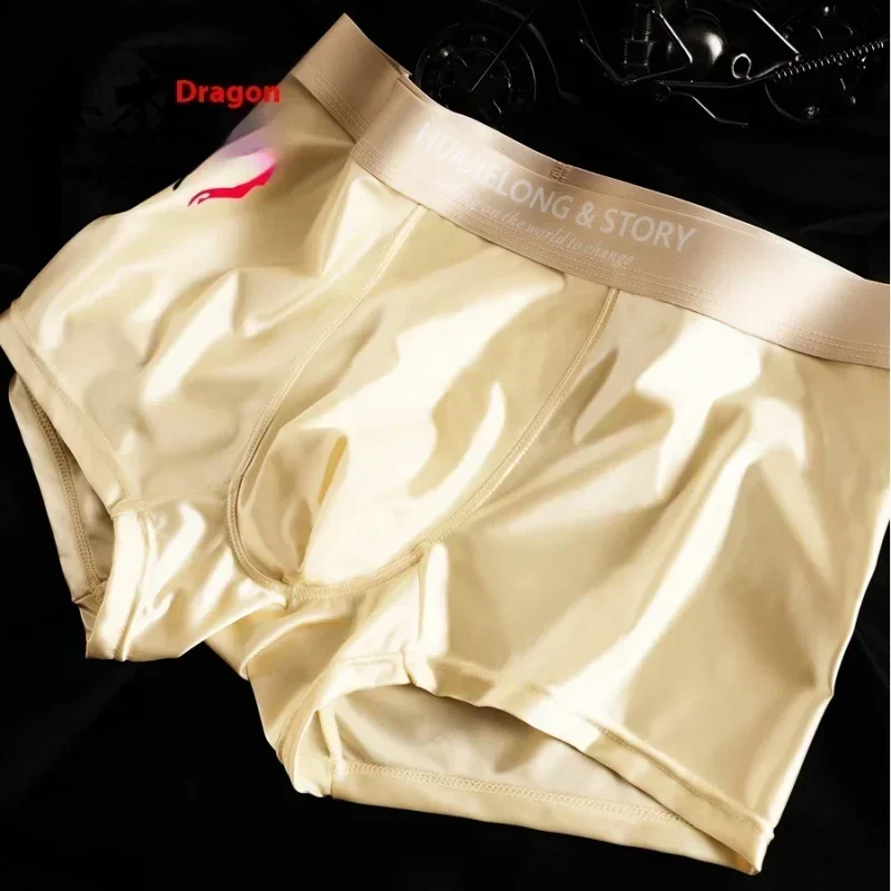 AliExpress 1/3PCS Men's Cool Ice Silk Boxers Shorts Summer Satin-like Solid Underpants Skin Friendly Breathable Mesh Crotch Male Underwear, view 6